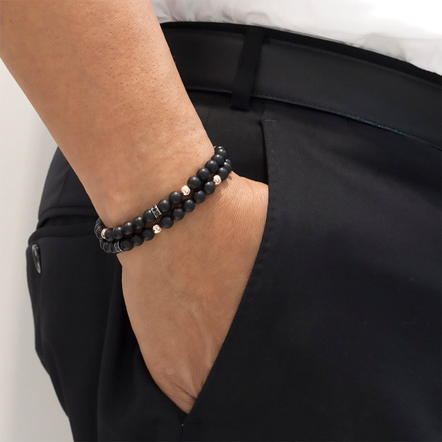 TAO Black Bracelet in Rose Silver-Marina Garcia