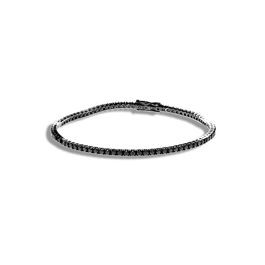 Pulsera Riviere de Diamantes Negros en Oro 18K