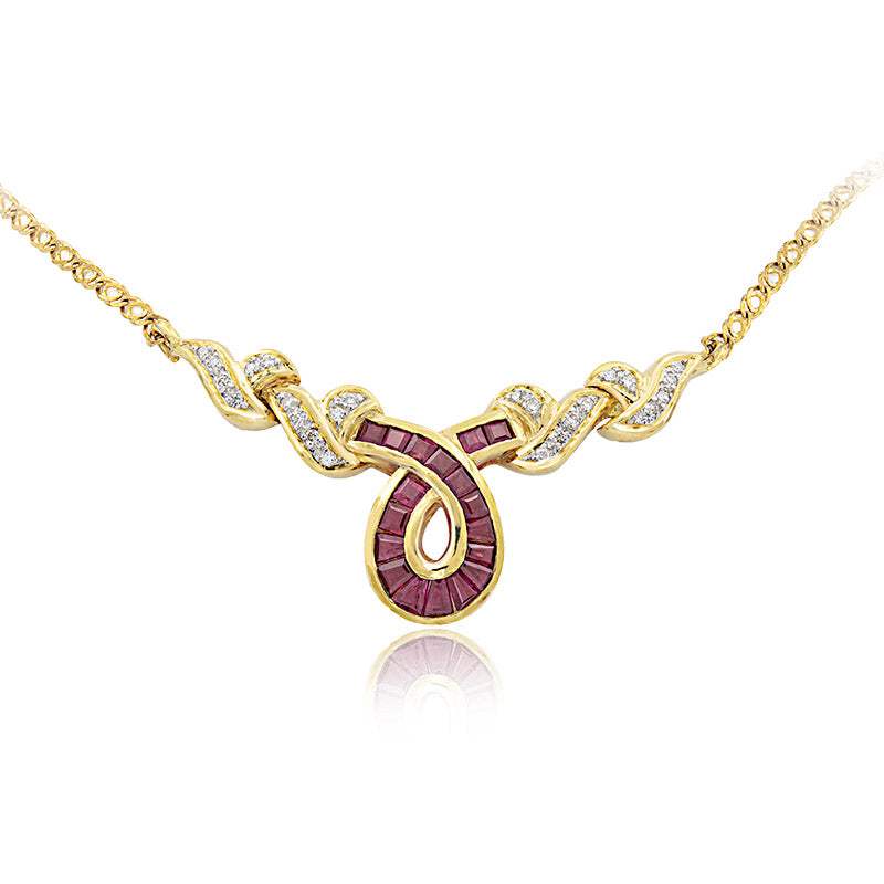 Gargantilla Rubí y Diamantes Oro Amarillo 18K