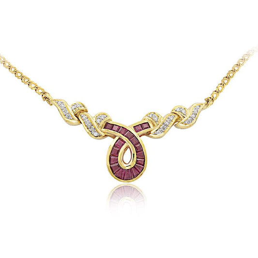 Gargantilla Rubí y Diamantes Oro Amarillo 18K