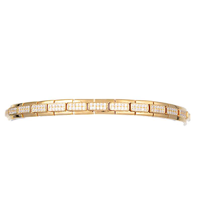 18K Yellow Gold Pave White Zirconia Bracelet