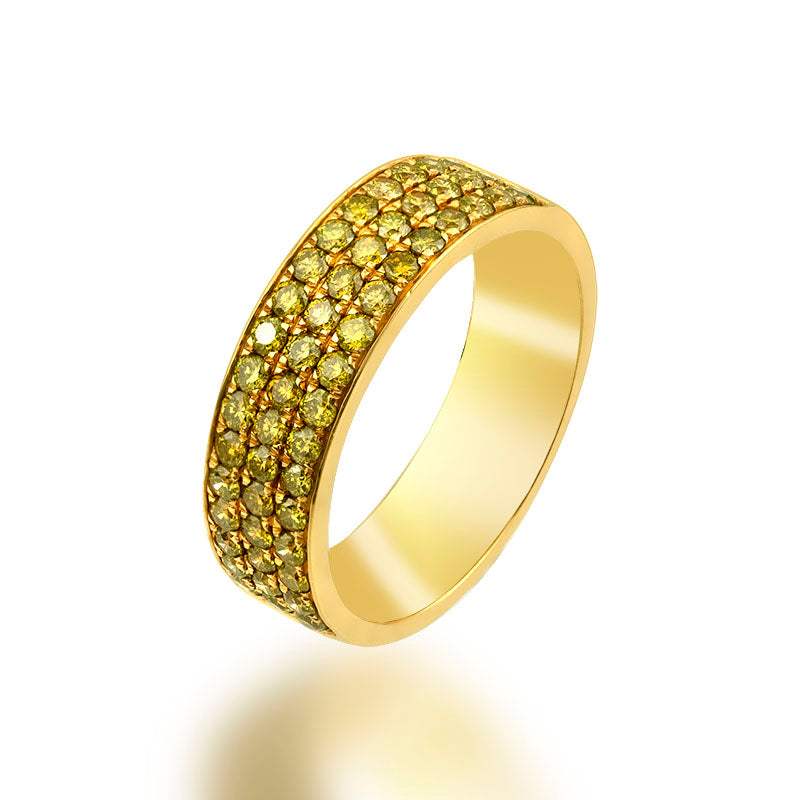 Alianza Oro Amarillo 18k con Diamantes Amarillos