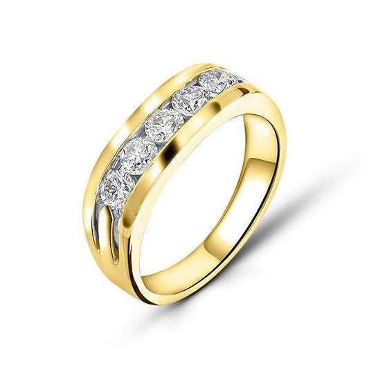 Alianza de Hombre Oro Amarillo 14K con Diamantes