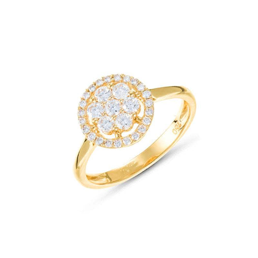 Anillo AVANT Flor Orla Diamantes Oro Amarillo 18K