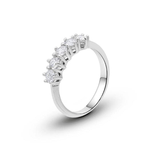 Anillo Cinquillo de Diamantes en Oro Blanco 18K