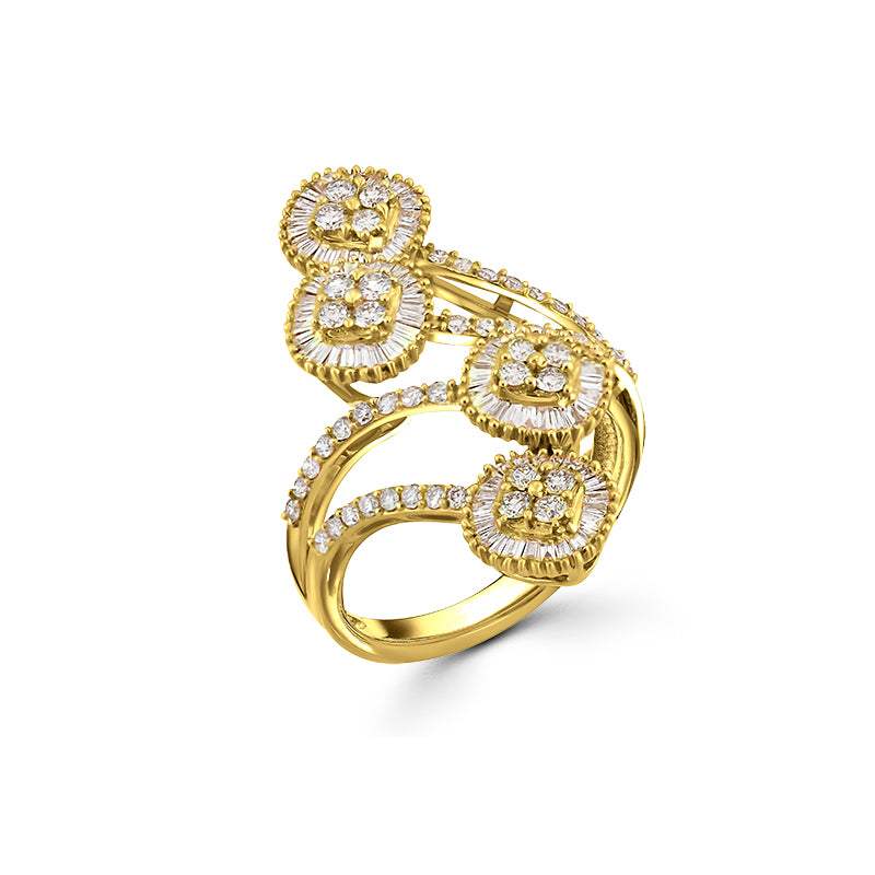 Anillo Entrelazado Diamantes Oro Amarillo 18k