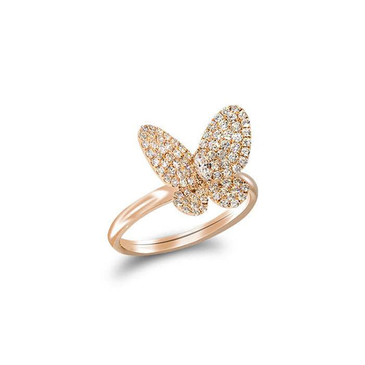 Anillo Mariposa Oro Rosa 18K con Diamantes