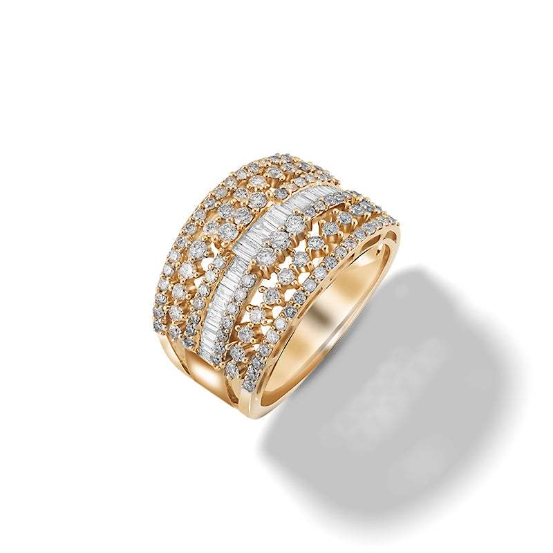 Anillo Open Tiara Diamantes Oro Amarillo 18k