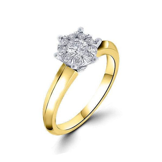 Anillo Oro Amarillo 18K Diamantes Naturales