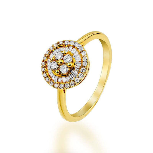 Anillo Soleil Oro Amarillo con Diamantes Baguettes