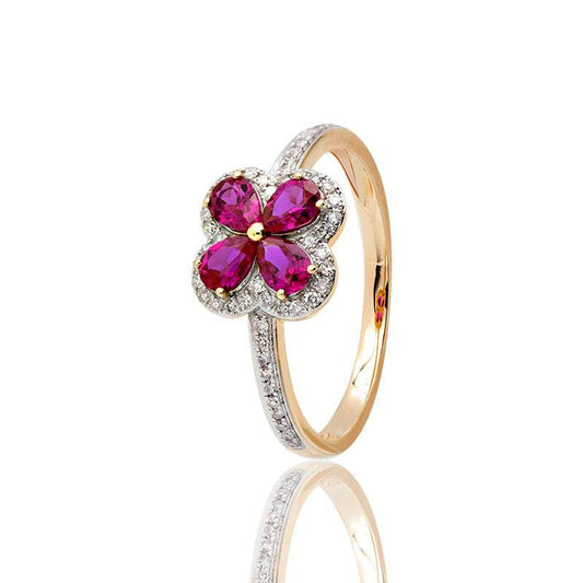 Anillo de Rubíes y Diamantes en Oro Rosa 18K