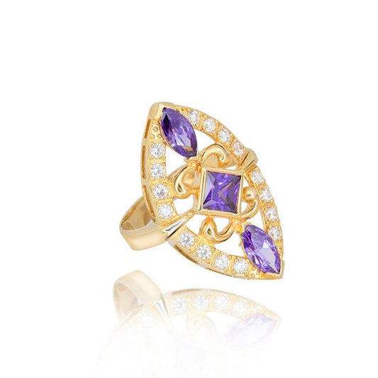 Anillo lanzadera Circon lavanda Oro Amarillo 18K