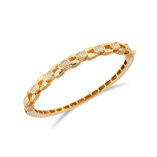 Brazalete Rolo de Oro Amarillo 18k con Zirconias