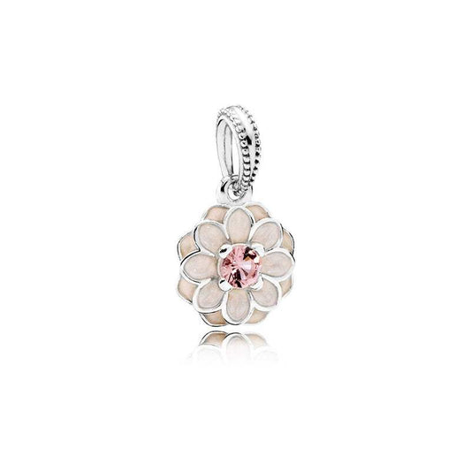 Charm Plata Esmalte Rosa Dalia - 791829NBP