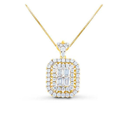 Colgante Con Diamantes Baguettes Oro Amarillo 14k