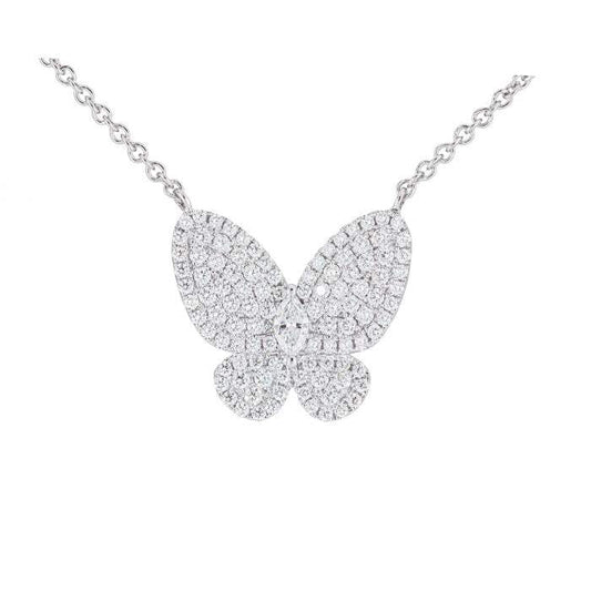 Colgante Grande Mariposa Oro Blanco 18K- Diamantes