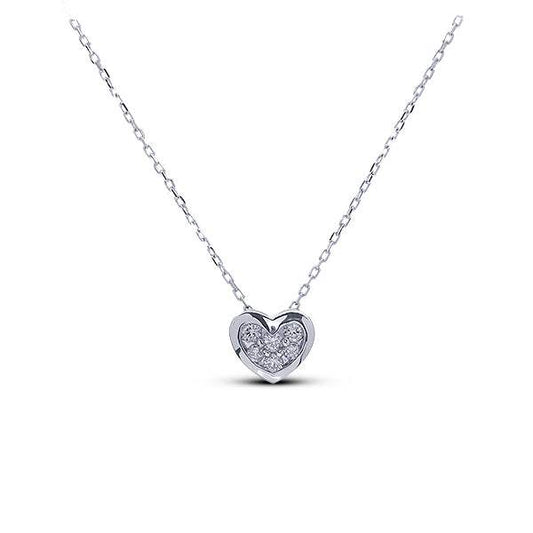 Collar Corazon Diamantes Oro Blanco 18k