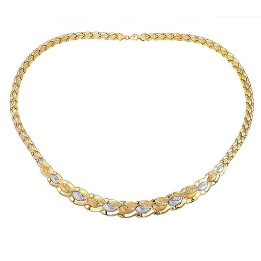 Collar Oro 18K Tricolor Estampado Hueco