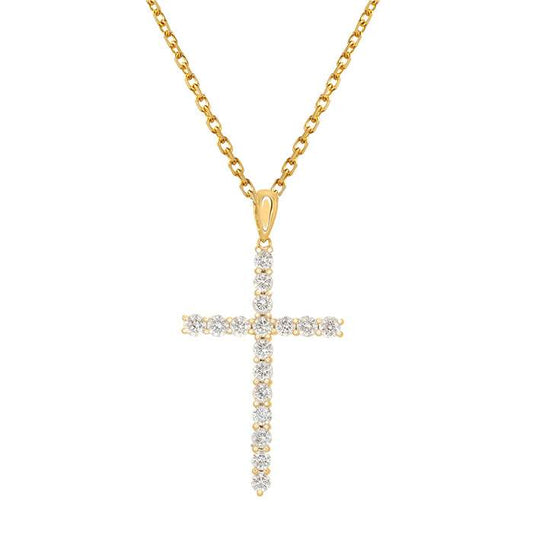 Cruz Clásica de Diamantes en Oro Amarillo 18k