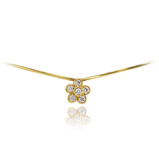 Gargantilla Mini Flor con Diamantes en Oro 18K