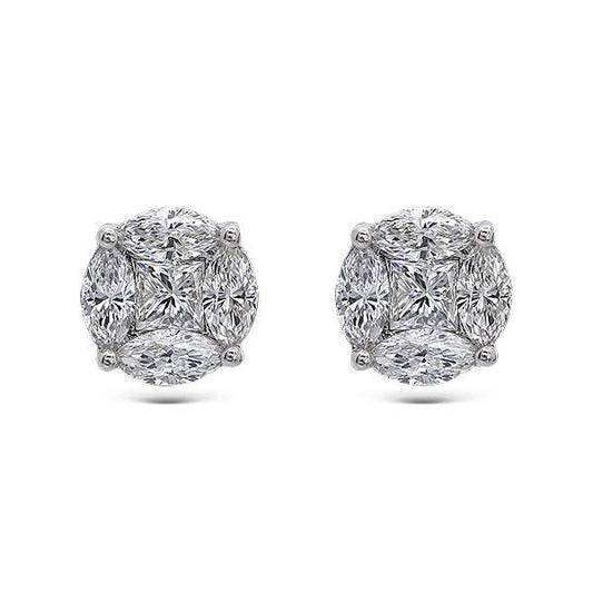 Pendientes Anora Grande con Diamantes Oro Blanco