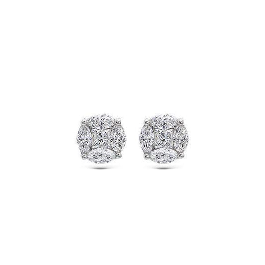 Pendientes Anora Pequeño Diamantes Oro Blanco 18K