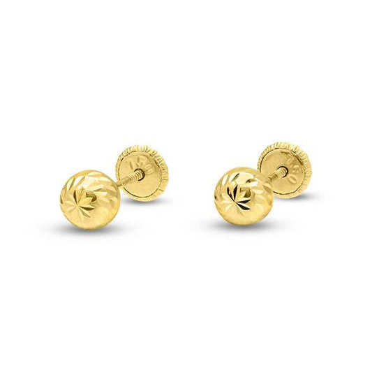 Pendientes Bola Diamantada 5mm en Oro Amarillo 18k