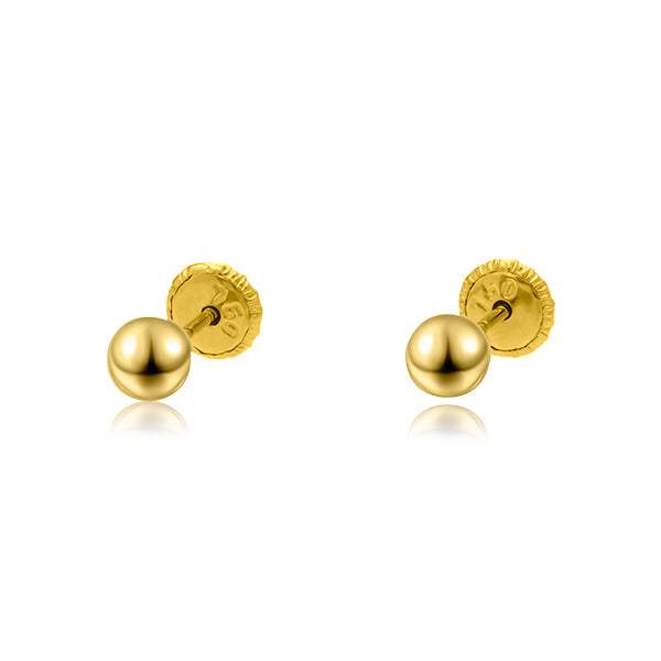 Pendientes Bola Lisa 4mm Oro Amarillo 18k