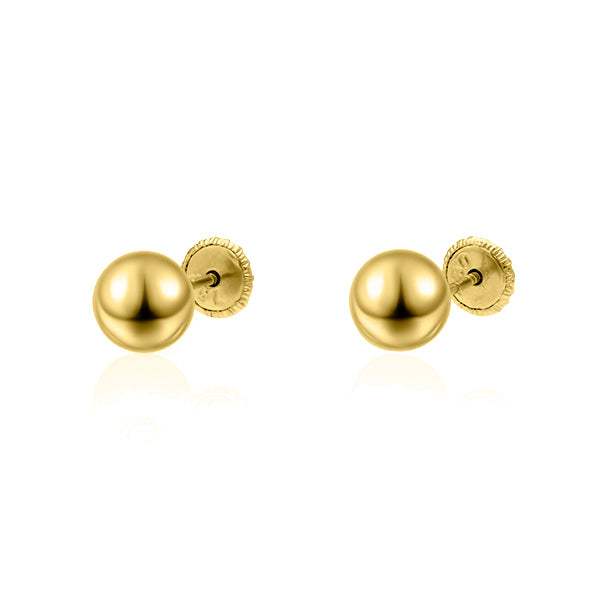 Pendientes Bola Lisa 6mm Oro Amarillo 18k