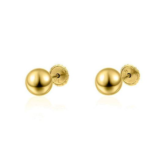 Pendientes Bola Lisa 6mm Oro Amarillo 18k