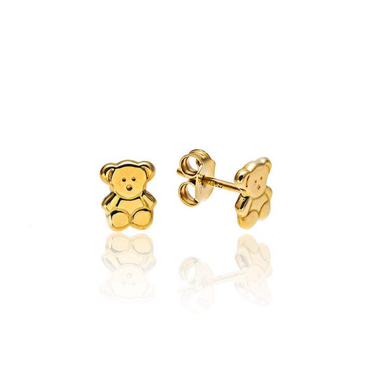 Pendientes De Osito en Oro Amarillo 18k