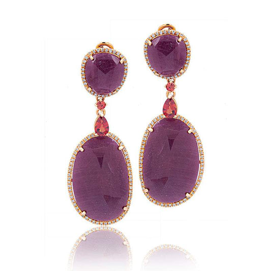 Pendientes Largos Con Rubies Y Diamantes