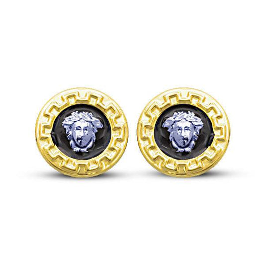 Pendientes Medusa Versace Redondo Esmalte Oro 18K