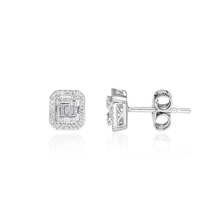 Pendientes Mini Baguette- Diamantes Oro Blanco 18k