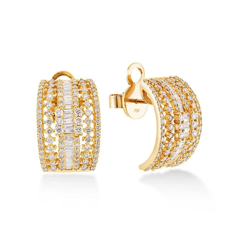 Pendientes Open Tiara Diamantes Oro Amarillo 18k