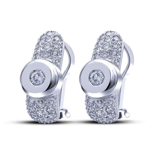 Pendientes Oro Blanco 18k Diamantes - Cresber