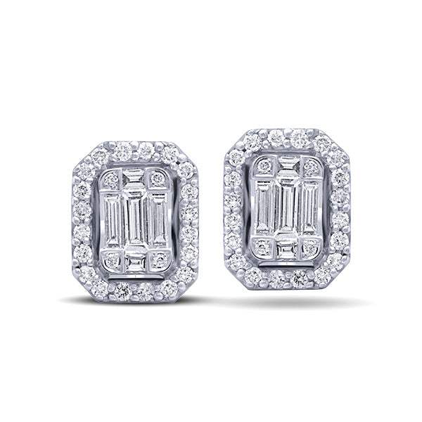 Pendientes Rectangular Diamantes Baguettes Oro 18k