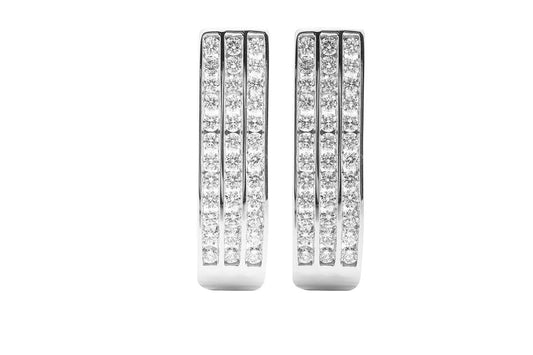 Pendientes Rectangulares de Aro con Diamantes