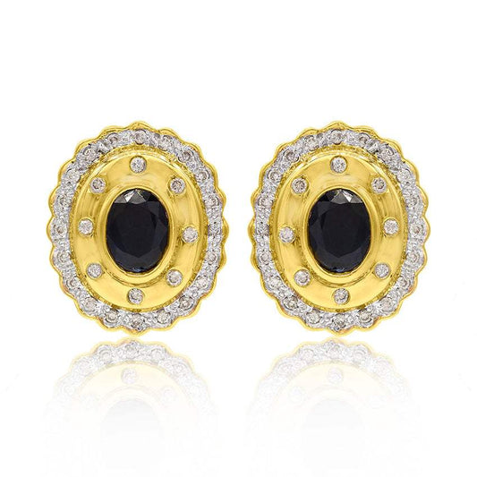 Pendientes Zafiros Naturales y Diamantes Oro 18KPendientes Zafiros Naturales y Diamantes Oro 18K