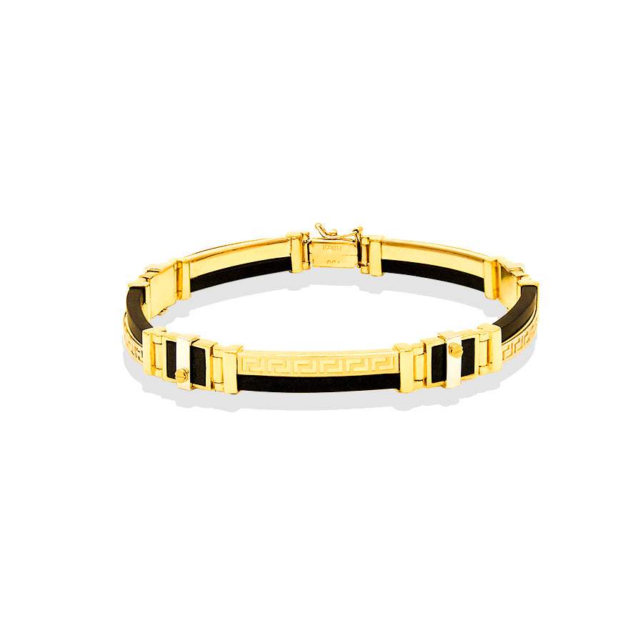 Pulsera Caballero  Motivo Greca Oro Amarillo 18K