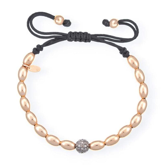 Pulsera Macramé Oro Rosa 18k con Diamantes Marrón