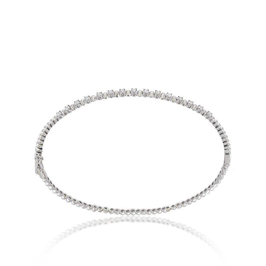 Pulsera Media Caña con Diamantes Oro Blanco 18K