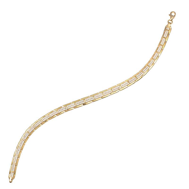 Pulsera Oro Amarillo 18K Pave Circonitas Blancas