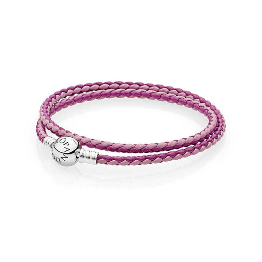 Pulsera Pandora Moments Cuero Rosa-590747CPMX-D2