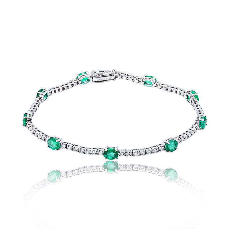 Pulsera Riviere con Esmeraldas oval y Diamantes joyeria sai online