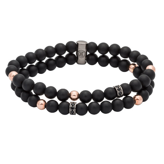 Pulsera TAO Negro en Plata Rosa-Marina Garcia