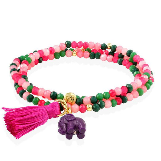 Pulsera ZEN FRAMBUESA con elefante-Marina Garcia