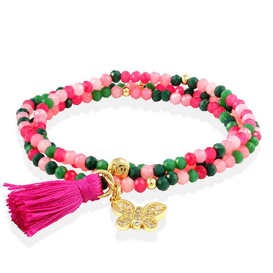 Pulsera ZEN FRAMBUESA con mariposa-Marina Garcia