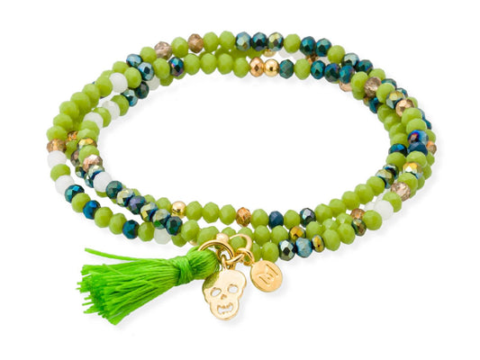 Pulsera ZEN NEÓN PISTACHO con calavera