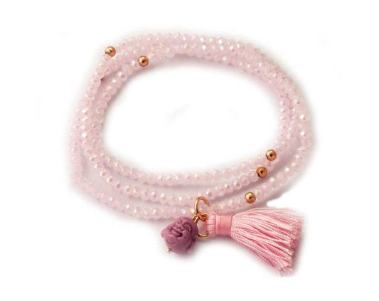 Pulsera ZEN Rosa plata rosa y Buda -Marina Garcia